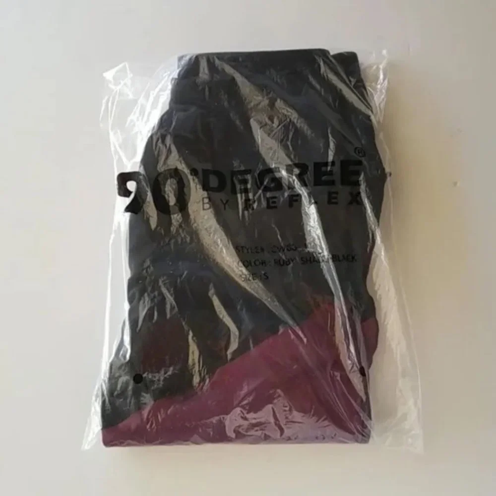 90 Degree by Reflex High Waisted Leggings Colorblock S Ruby Black - Picture 12 of 12